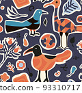 Seamless pattern with birds stickers Vector. 93310717