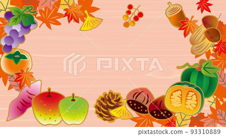 The taste of autumn Fruits and vegetables illustration background 93310889