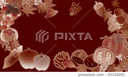 The taste of autumn Fruits and vegetables illustration background 93310891