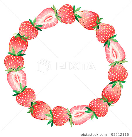 Strawberry wreath. Watercolor illustration. Isolated on a white background. For your design. Strawberry wreath. Watercolor illustration. Isolated on a white background. For your design. 93312116