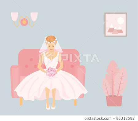 Bride in wedding dress and with bouquet 93312592