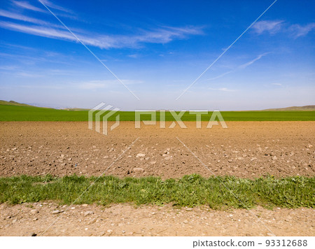 Kahetia, Georgia mountain and fields landscape view 93312688
