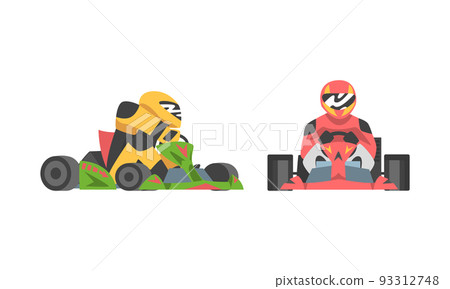 Set of professional racing driver in uniform sitting in race car cartoon vector illustration Set of professional racing driver in uniform sitting in race car cartoon vector illustration 93312748