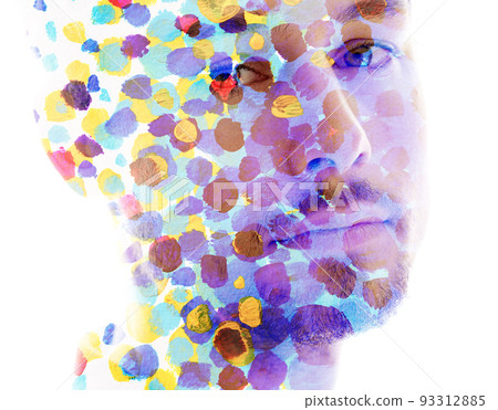 Paintography. Vibrant painting and a portrait of a man Paintography. Vibrant painting and a portrait of a man 93312885