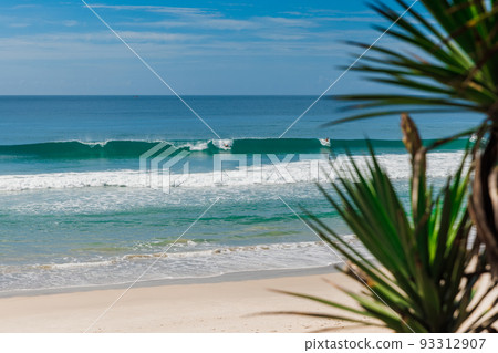 Holiday beach and ocean with perfect wave in Brazil. Morro das Pedras beach in Florianopolis 93312907