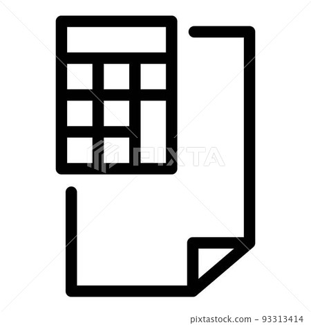 Paper sheet calculator icon, outline style 93313414