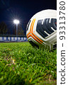 soccer ball on the lawn. football stadium at night. 93313780