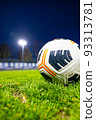 soccer ball on the lawn. football stadium at night. 93313781