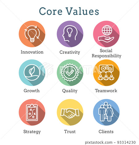 Core Values Outline / Line Icon Conveying Integrity - Purpose 93314230