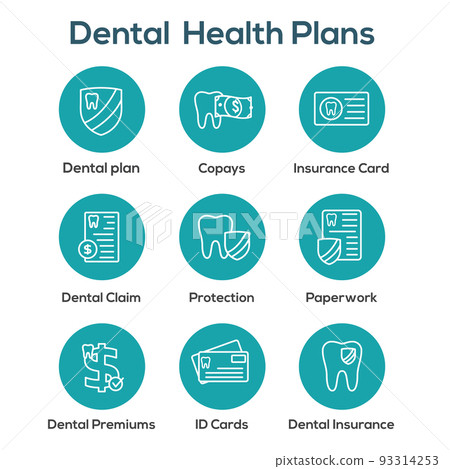Dental Insurance Outline Icon set with tooth image Dental Insurance Outline Icon set with tooth image 93314253