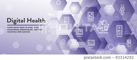 Digital Health Icon Set with Wearable Technology Web Header Banner Digital Health Icon Set with Wearable Technology Web Header Banner 93314282