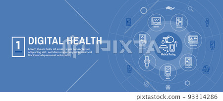 Digital Health Icon Set with Wearable Technology Web Header Banner Digital Health Icon Set with Wearable Technology Web Header Banner 93314286