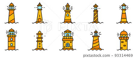Lighthouse icons set line color vector Lighthouse icons set line color vector 93314469