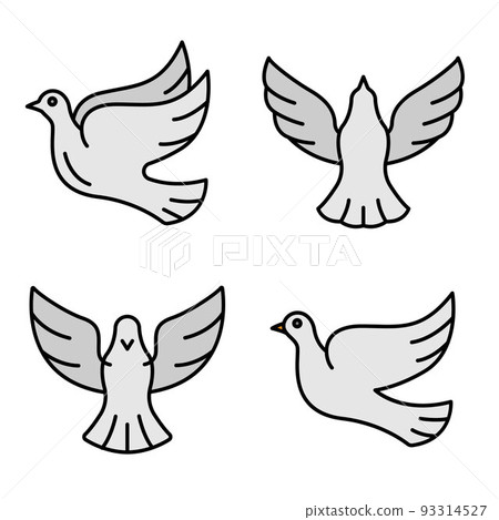 Dove icons set line color vector 93314527
