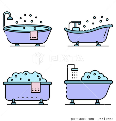 Bathtub icon set line color vector Bathtub icon set line color vector 93314668