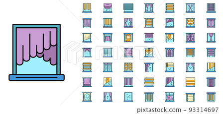 Blind window icon set line color vector Blind window icon set line color vector 93314697