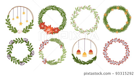 Christmas wreath fir tree branches and berries.... - Stock Illustration ...