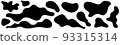 Irregular amorphous blob shapes, liquid amoeba asymmetric forms. Black ink puddle splash, fluid stain isolated on white background. Vector illustration. 93315314