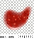 Strawberry jam splash, liquid syrup texture. Red strawberry or cherry flowing  drip blob isolated on transparent background. Vector illustration 93315359