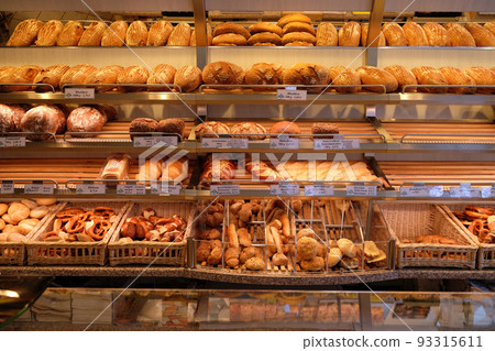 Modern bakery with different kinds of bread, cakes and buns in Rosenberg, Germany Modern bakery with different kinds of bread, cakes and buns in Rosenberg, Germany 93315611
