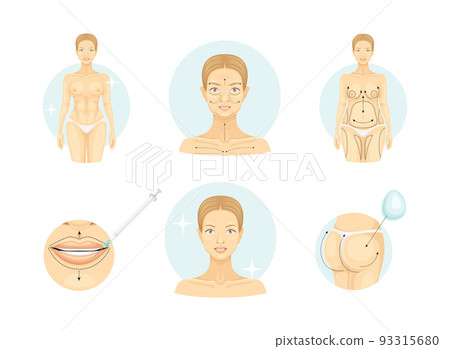 Plastic Surgery as Restoration and Reconstruction of Human Body Part in Circle Vector Set Plastic Surgery as Restoration and Reconstruction of Human Body Part in Circle Vector Set 93315680