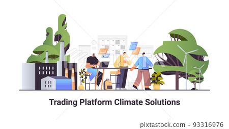 businesspeople working on trading pltform climate solutions carbon credit concept responsibility of co2 emission businesspeople working on trading pltform climate solutions carbon credit concept responsibility of co2 emission 93316976