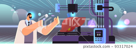 researcher prints liver model on 3d bio printer... - Stock Illustration ...