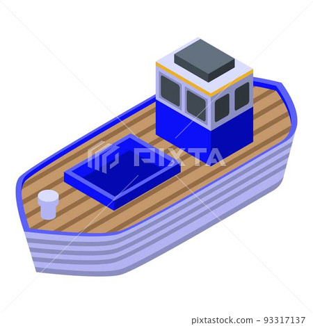 Fish farm ship icon, isometric style Fish farm ship icon, isometric style 93317137
