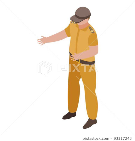 Policeman with desert color icon, isometric style 93317243
