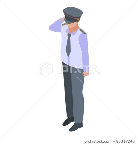 Salute policeman icon, isometric style Salute policeman icon, isometric style 93317246
