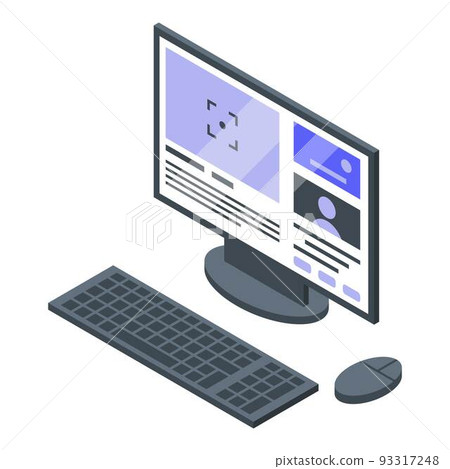 Security guard computer icon, isometric style Security guard computer icon, isometric style 93317248