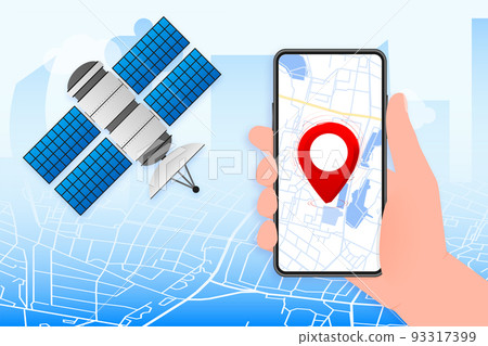 Artificial satellites gps. Communication, navigation concept. Vector illustration. Artificial satellites gps. Communication, navigation concept. Vector illustration. 93317399