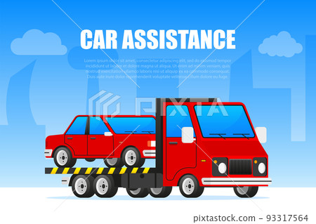 Car Service and Roadside Assistance. Car towing truck 93317564