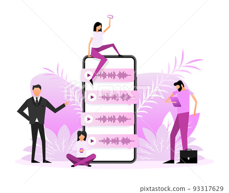Voice messages bubbles, Message notification. Messengers and social media. Vector illustration. Voice messages bubbles, Message notification. Messengers and social media. Vector illustration. 93317629