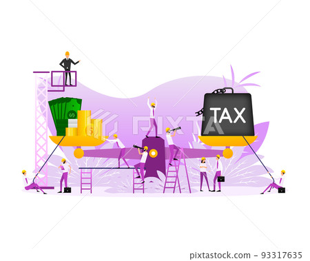 Tax scale in flat style. Business concept. Accounting concept. Isometric business concept 93317635