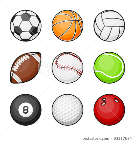 Sports ball collection. All games balls. Vector illustration Sports ball collection. All games balls. Vector illustration 93317684