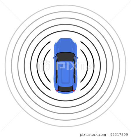 Autonomous car top view futuristic system guidance above. Autonomous car park smart assist icon. Autonomous car top view futuristic system guidance above. Autonomous car park smart assist icon. 93317899