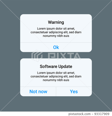Message box smartphone alert template ui mockup window interface. Smartphone screen message box 93317909