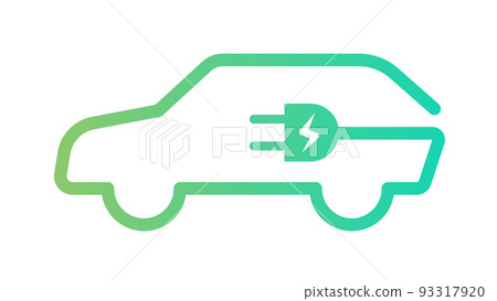 EV car electric vehicle charger logo icon. Hybrid ev car station eco sign green automobile symbol. EV car electric vehicle charger logo icon. Hybrid ev car station eco sign green automobile symbol. 93317920