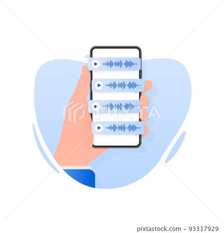 Voice messages bubbles, Message notification. Messengers and social media. Vector illustration. 93317929
