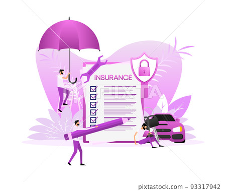 Insurance concept. Insurance policy. Money Guarantee. Vector illustration. Insurance concept. Insurance policy. Money Guarantee. Vector illustration. 93317942