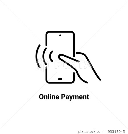 Online mobile payment icon. Digital phone pay electronic currency smartphone transaction line icon. 93317945