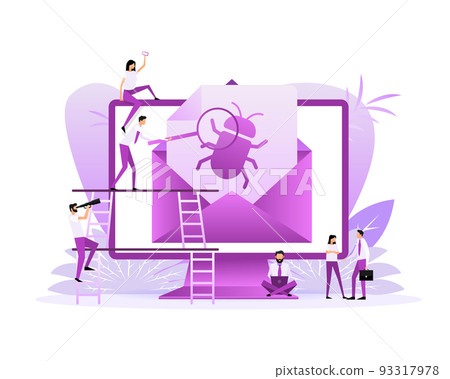 Virus message in flat style. Vector design. Flat style characters. Vector graphic. 93317978
