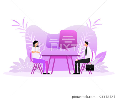 Colloquy in flat style illustration with people. Cartoon flat vector illustration 93318121