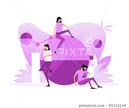 Data analysis concept people. 3d vector icon. Financial audit. Chart concept 93318134