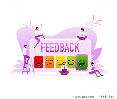 Feedback vector concept. Rank, level of satisfaction rating. Vector illustration. Flat style characters. 93318138