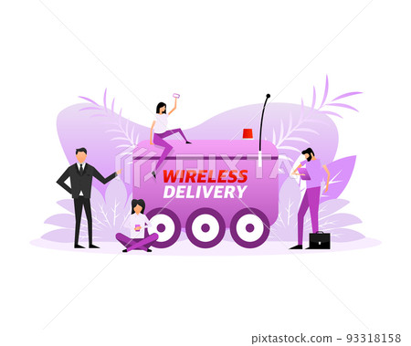 Wireless delivery icon with flat people. Vector illustration Wireless delivery icon with flat people. Vector illustration 93318158