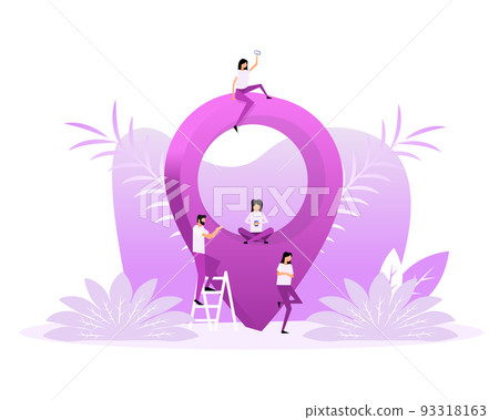 Flat pin location people for concept design. Vector logo illustration 93318163