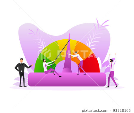 Detailed illustration of a credit score meter with people Detailed illustration of a credit score meter with people 93318165