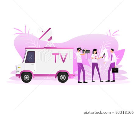 Flat illustration with tv bus people. Vector illustration design. 93318166